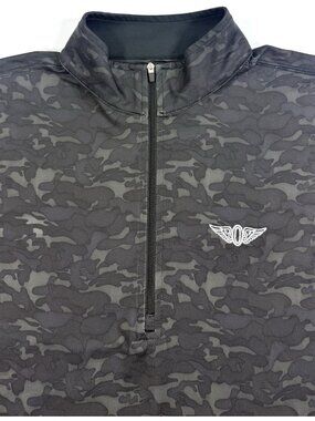 Straight Down Mens 1/4 Zip The Olympic Club Golf Pullover Sz Large Camo Black